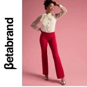 Betabrand Women’s Medium Petite Red 5-Pocket Straight Leg Dress Pant Yoga Pants